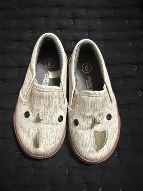OshKosh B'gosh Beige Kids Slip-On Sneakers with Playful Face Applique